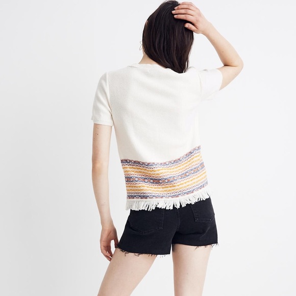NEW Madewell Fringed Jacquard Sweater Tee L2874 - Picture 3 of 8